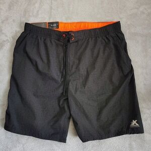 ZEROXPOSUR Men's XXL Swim Trunks Shorts Charcoal Orange Drawstring UPF 50+ NWT